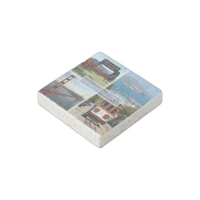 US San Francisco - Napa Valley Golden Gate Bridge Stone Magnet (Angled)