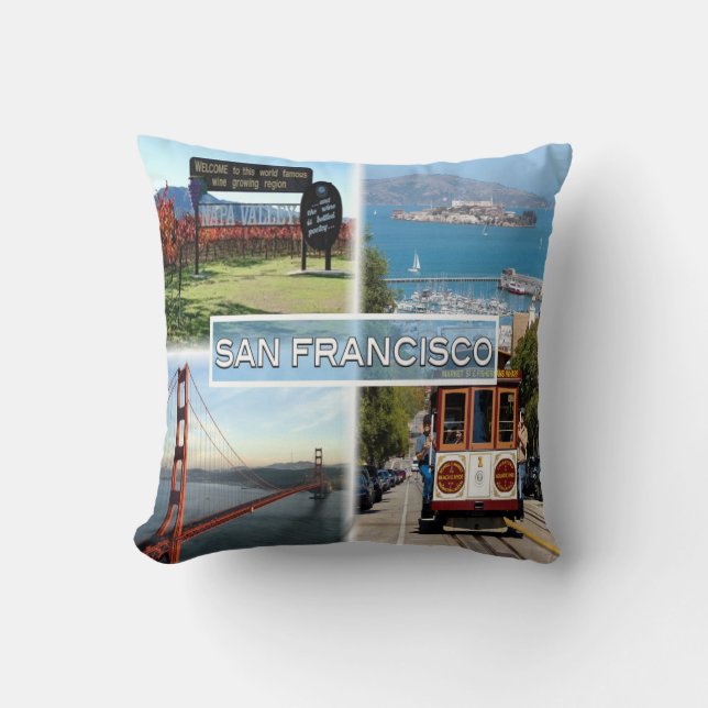 US San Francisco - Napa Valley Golden Gate Bridge Throw Pillow (Front)