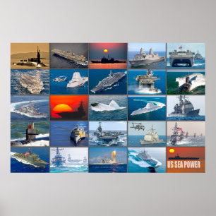 US SEA POWER – US Naval Vessels "Montage" Poster