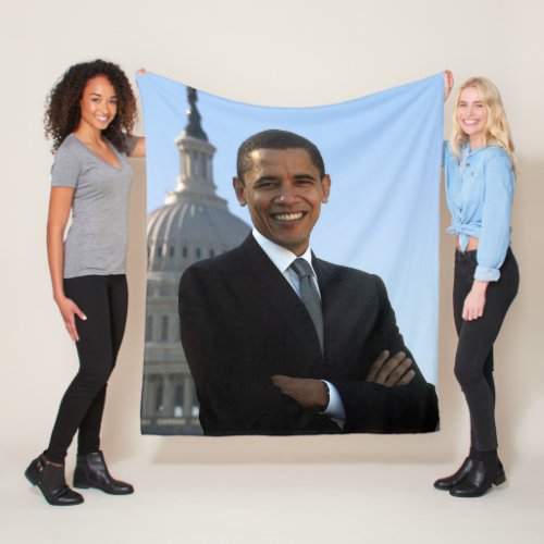 US Senator 44th American President Barack Obama Fleece Blanket