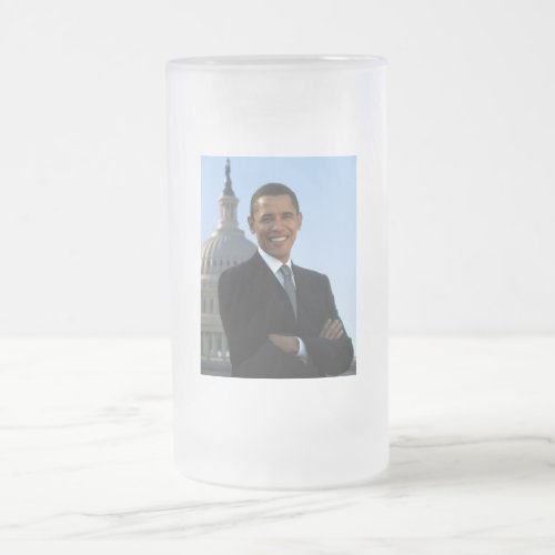 US Senator 44th American President Barack Obama Frosted Glass Beer Mug