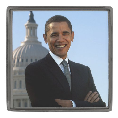 US Senator 44th American President Barack Obama Gunmetal Finish Lapel Pin