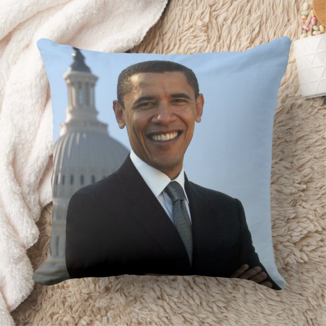 US Senator, 44th American President Barack Obama Throw Pillow (Blanket)