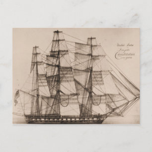 US ship Constellation sailplan Postcard