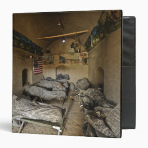 US Soldiers sleep in an abandoned mud house 3 Ring Binder