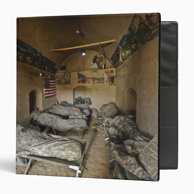 US Soldiers sleep in an abandoned mud house 3 Ring Binder (Front/Inside)