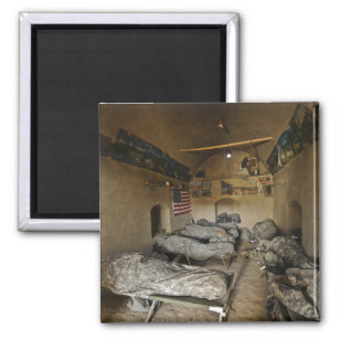 US Soldiers sleep in an abandoned mud house Magnet