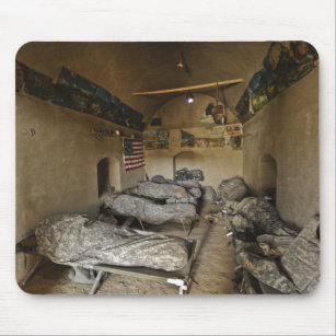 US Soldiers sleep in an abandoned mud house Mouse Pad