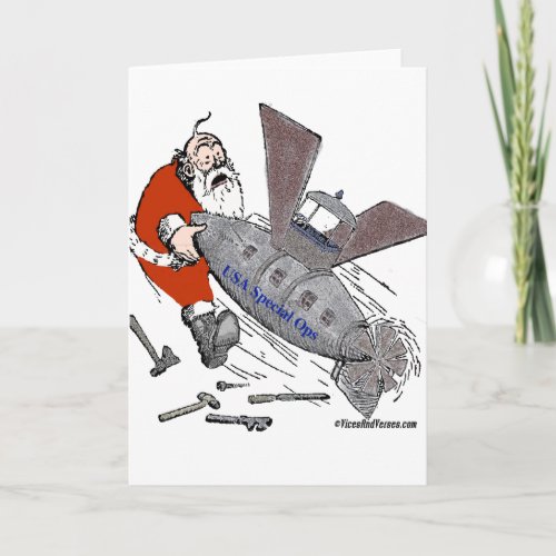 US Special Ops Steampunked Santa Holiday Card