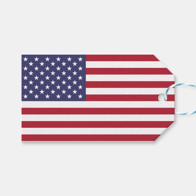 US Stars and Stripes Gift Tags (Front (Horizontal))