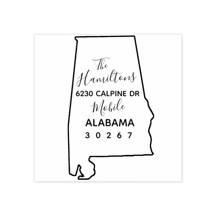 US State Alabama Outline Return Address Rubber Stamp Zazzle