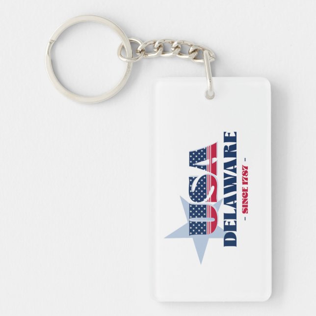 US State Delaware Monogram Acrylic Keychain (Front)