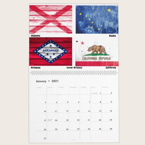 US State Flags Calendar