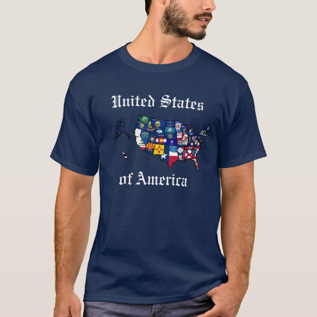 US State Flags Map T-Shirt (Front)