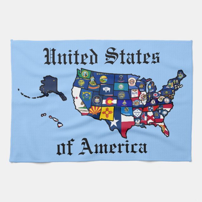 US State Flags Map Towel (Horizontal)