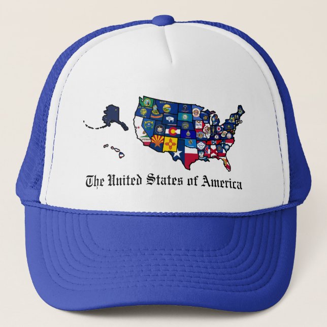 US State Flags Map Trucker Hat (Front)