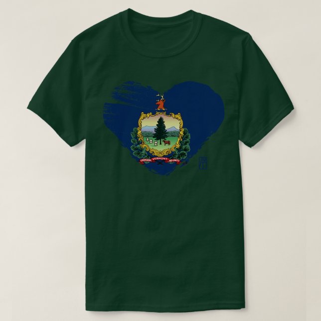 US State I Love Vermont Vermont Flag T-Shirt (Design Front)
