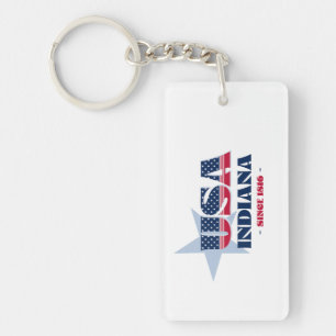 US State Indiana Monogram Acrylic Keychain