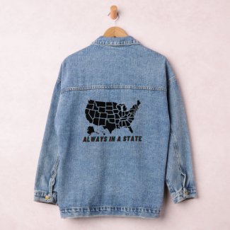 US State Map Always in A State Quote Blue 