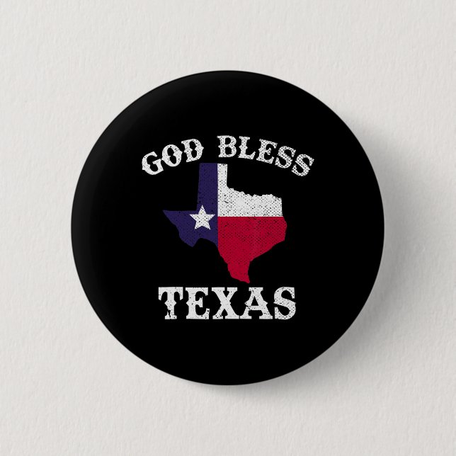 Us State Texas Flag Texan God Bless Texas  Button (Front)