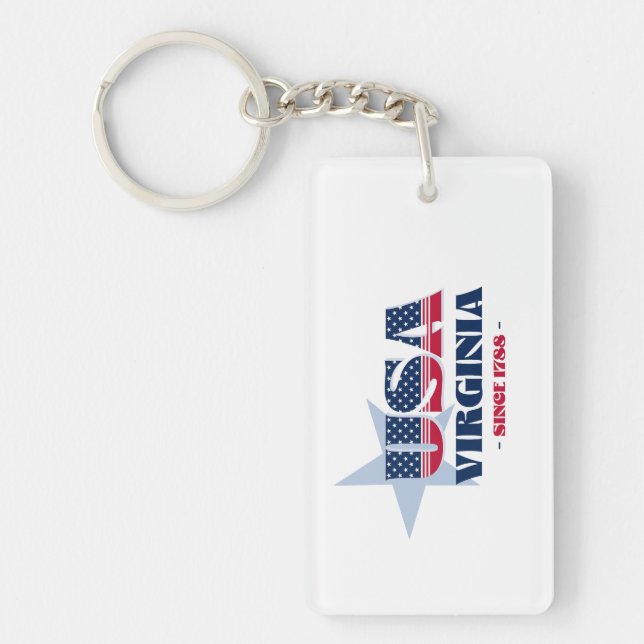 US State Virginia Monogram Acrylic Keychain (Front)