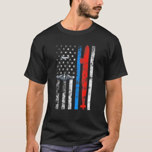 US Submarine Silent Service Veteran American Flag  T_Shirt