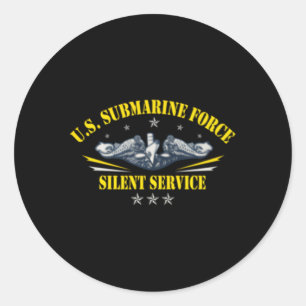 Us Submarines Forces Silent Service Patriotic Vete Classic Round Sticker