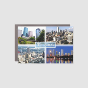 US Texas - Downtown Houston - Downtown Dallas - Car Magnet