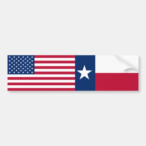 US  Texas Flags Bumper Sticker