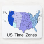 US Time Zones Mouse Pad<br><div class="desc">Country Sectioned Into Time Zones By Color Learn States By Abbreviation Great Tool For School Or Office</div>