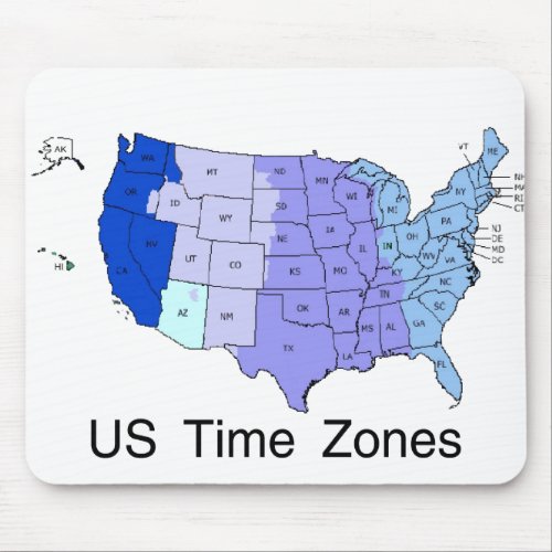 US Time Zones Mouse Pad