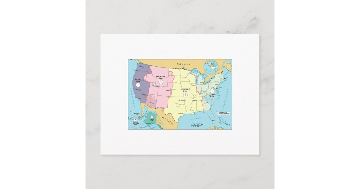 US Time Zones Postcard | Zazzle