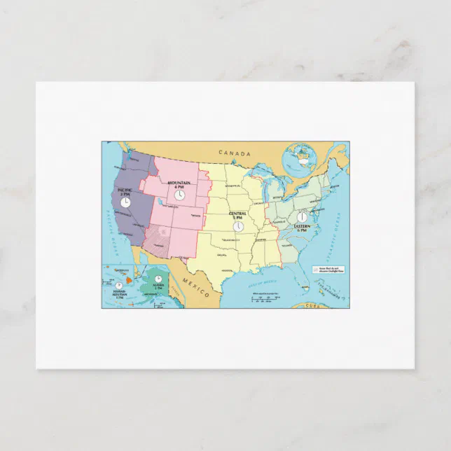 US Time Zones Postcard | Zazzle