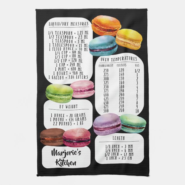 US to Metric Kitchen Conversions Macarons Towel (Vertical)