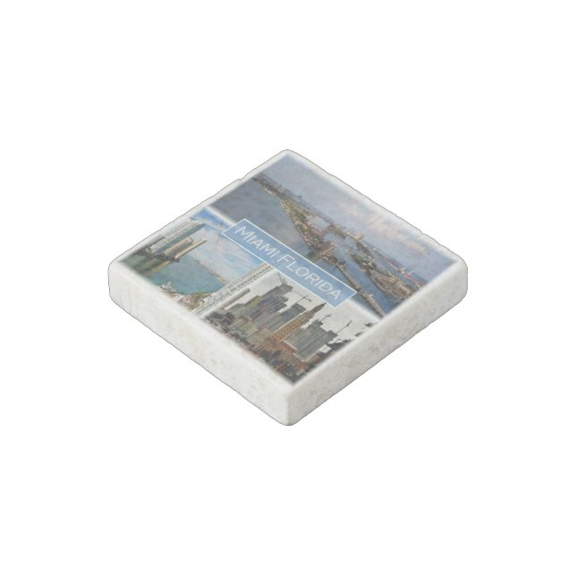 US U.S.A. - Florida - Miami Stone Magnet (Angled)