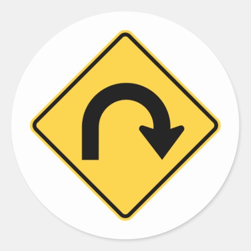 US U_turn road sign stickers