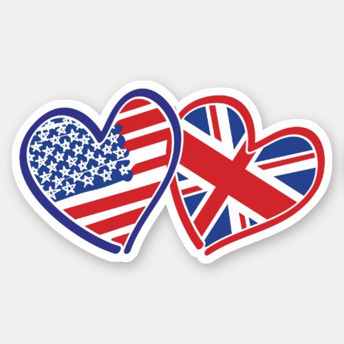 US UK Heart Flags Sticker