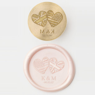 US UK Heart Flags Wax Seal Stamp