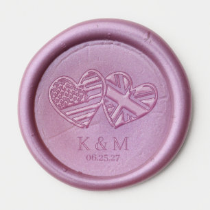 US UK Heart Flags Wax Seal Sticker