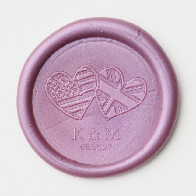 US UK Heart Flags Wax Seal Sticker (Front)