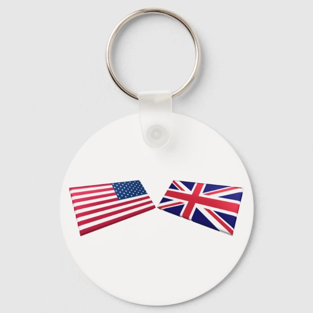 US & United Kingdom Flags Keychain (Front)