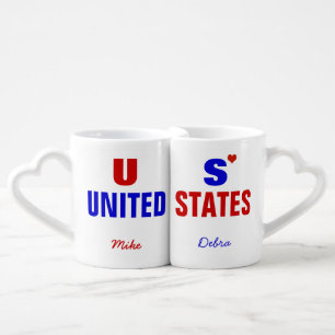 US United States patriotic personalized Coffee Mug Set