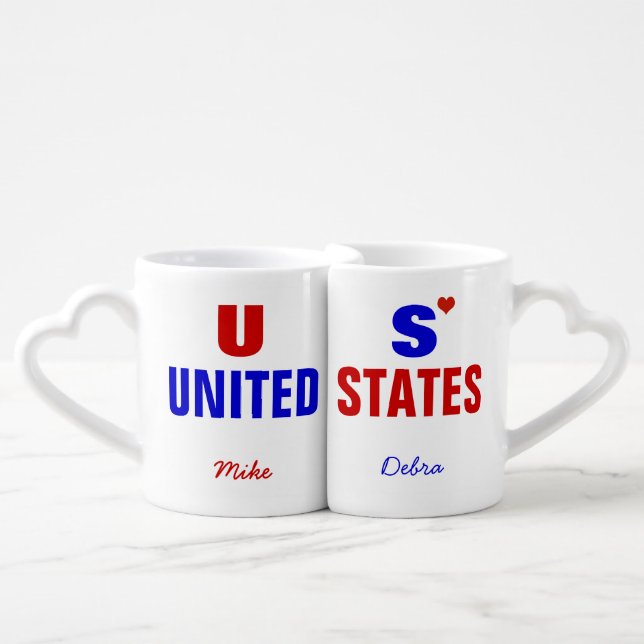 US United States patriotic personalized Coffee Mug Set (Front Nesting)