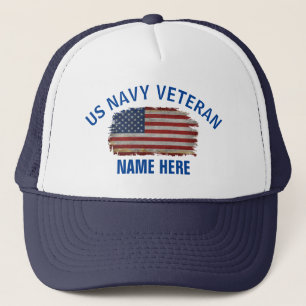 US VETERAN AMERICAN FLAG PERSONALIZED TRUCKER HAT