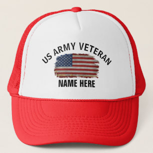 US VETERAN AMERICAN FLAG PERSONALIZED TRUCKER HAT