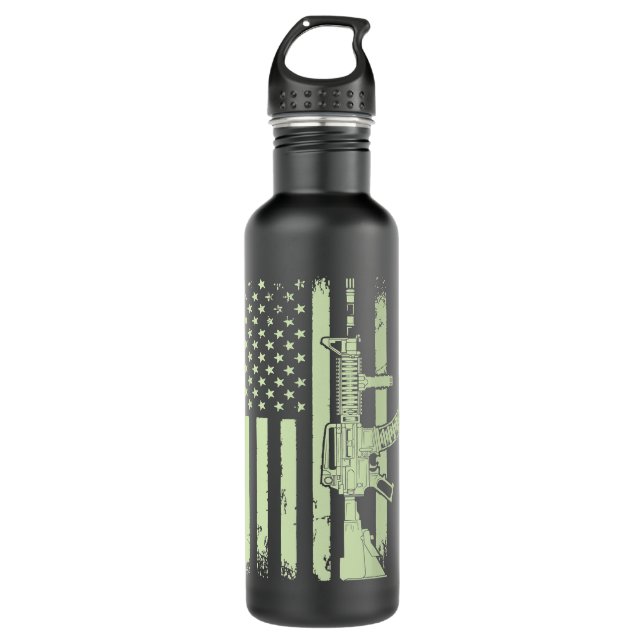 US Veteran Flag 55 Stainless Steel Water Bottle (Front)