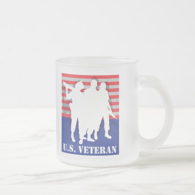 US Veteran Frosted Glass Coffee Mug (Right)