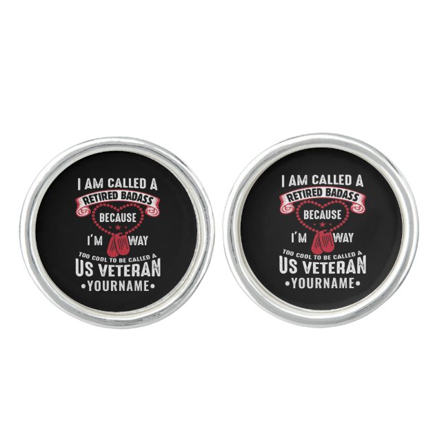 US Veteran Humor Retired Soldier Cufflinks (Front)