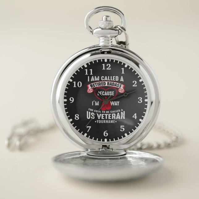US Veteran Humor Retired Soldier Pocket Watch (Inside)
