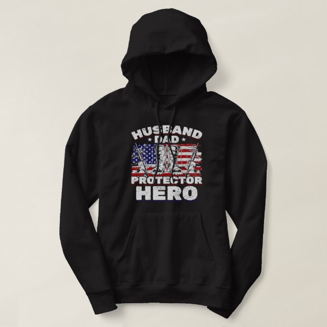 US Veteran Husband Daddy Protector Hero 156 Hoodie (Design Front)